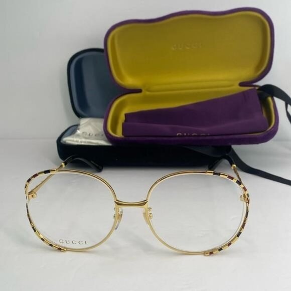 New Authentic Gucci Demo Round Ladies Eyeglasses GG0596OA 003 58 - Picture 3 of 9